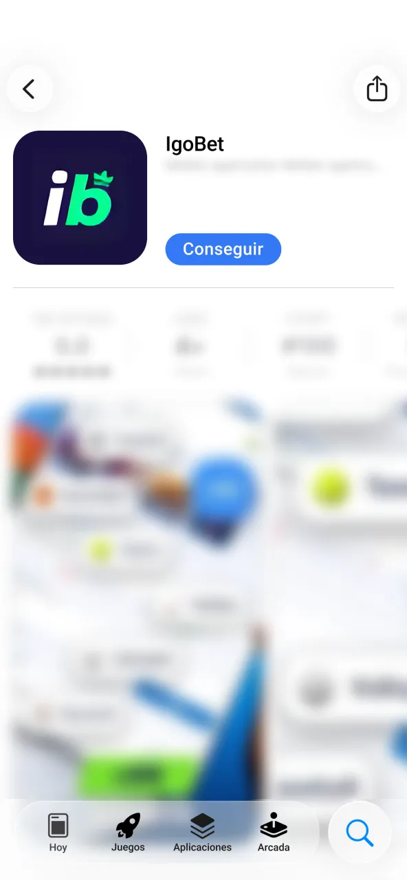 Página de IgoBet en App Store y descarga con Obtener.