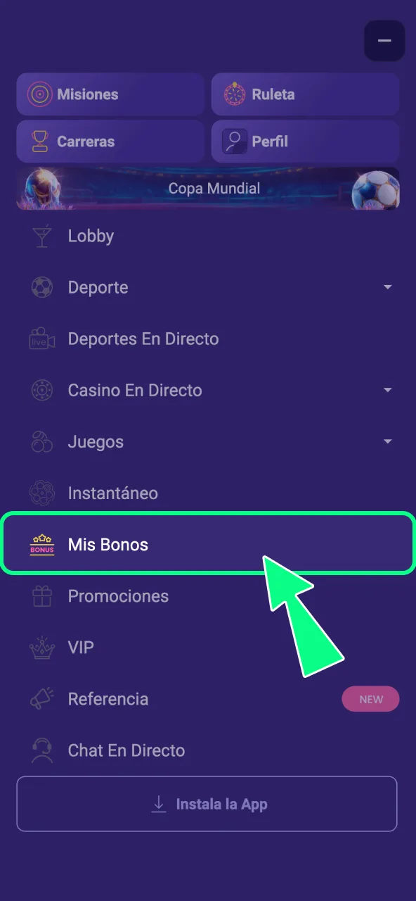 Revisa tu saldo de bonos en IgoBet tras recibir la acreditación.
