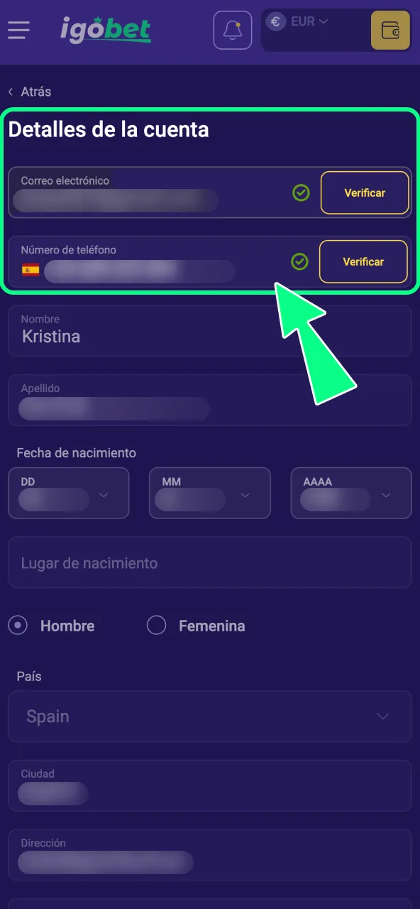 Confirma tu correo y teléfono para finalizar la verificación en IgoBet.