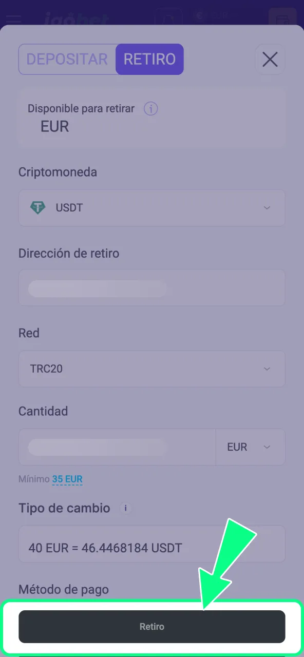 Revisa los detalles y valida tu solicitud dentro de IgoBet.