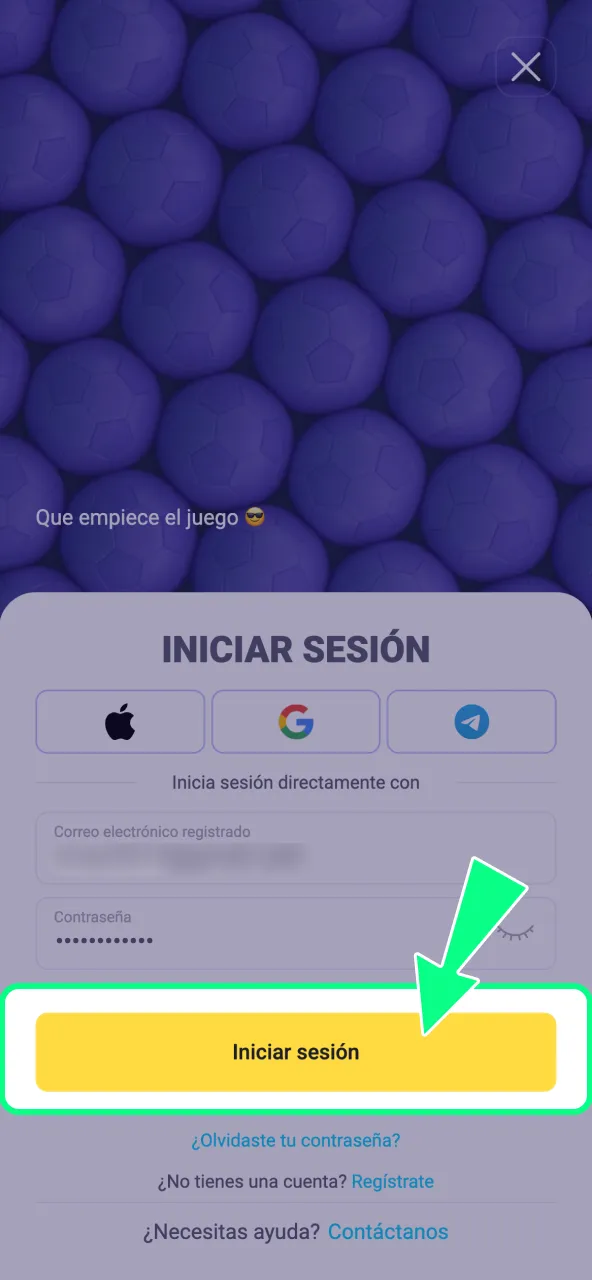 Pulsa Entrar para iniciar sesión en tu cuenta de IgoBet.