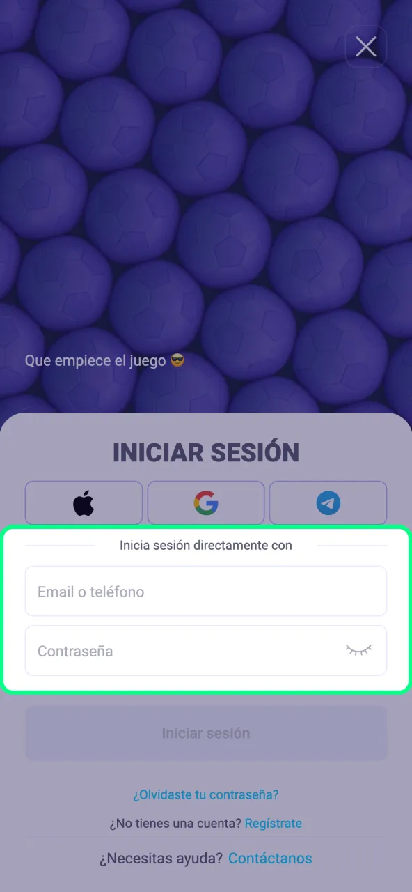 Escribe la información necesaria para identificar tu perfil dentro de IgoBet.