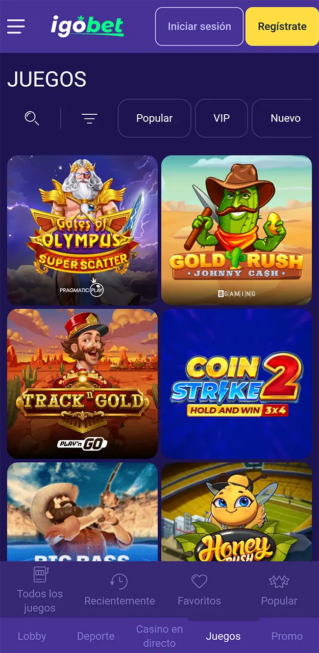Juega a los mejores juegos de casino en la aplicación de IgoBet.