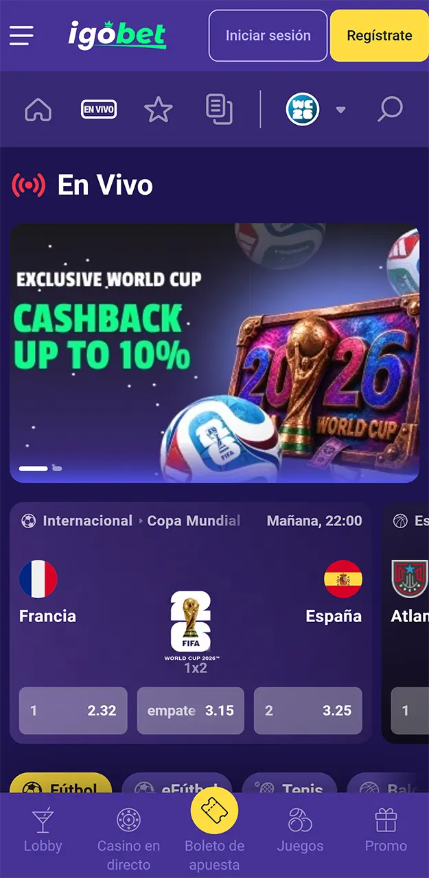 Descarga la aplicación de IgoBet y apuesta por tu deporte favorito.