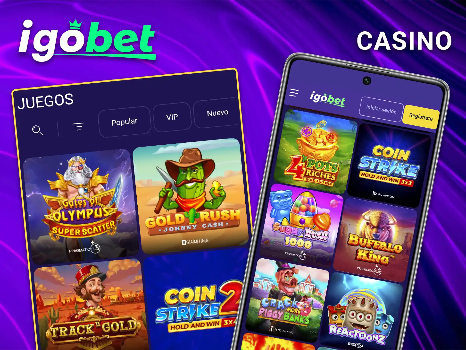 Juegue a sus tragamonedas favoritas abriendo la sección de casino en la app de IgoBet.