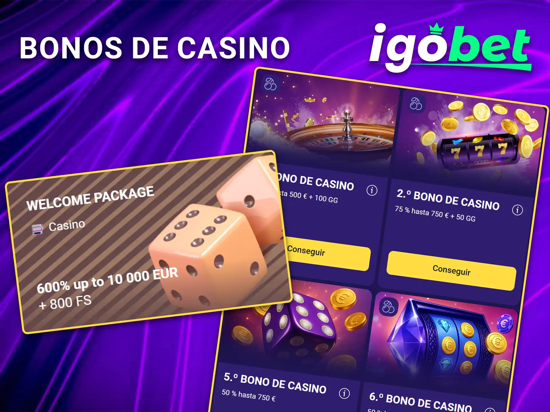 Consiga giros gratis y saldo extra en la sección de bonos de casino en IgoBet.