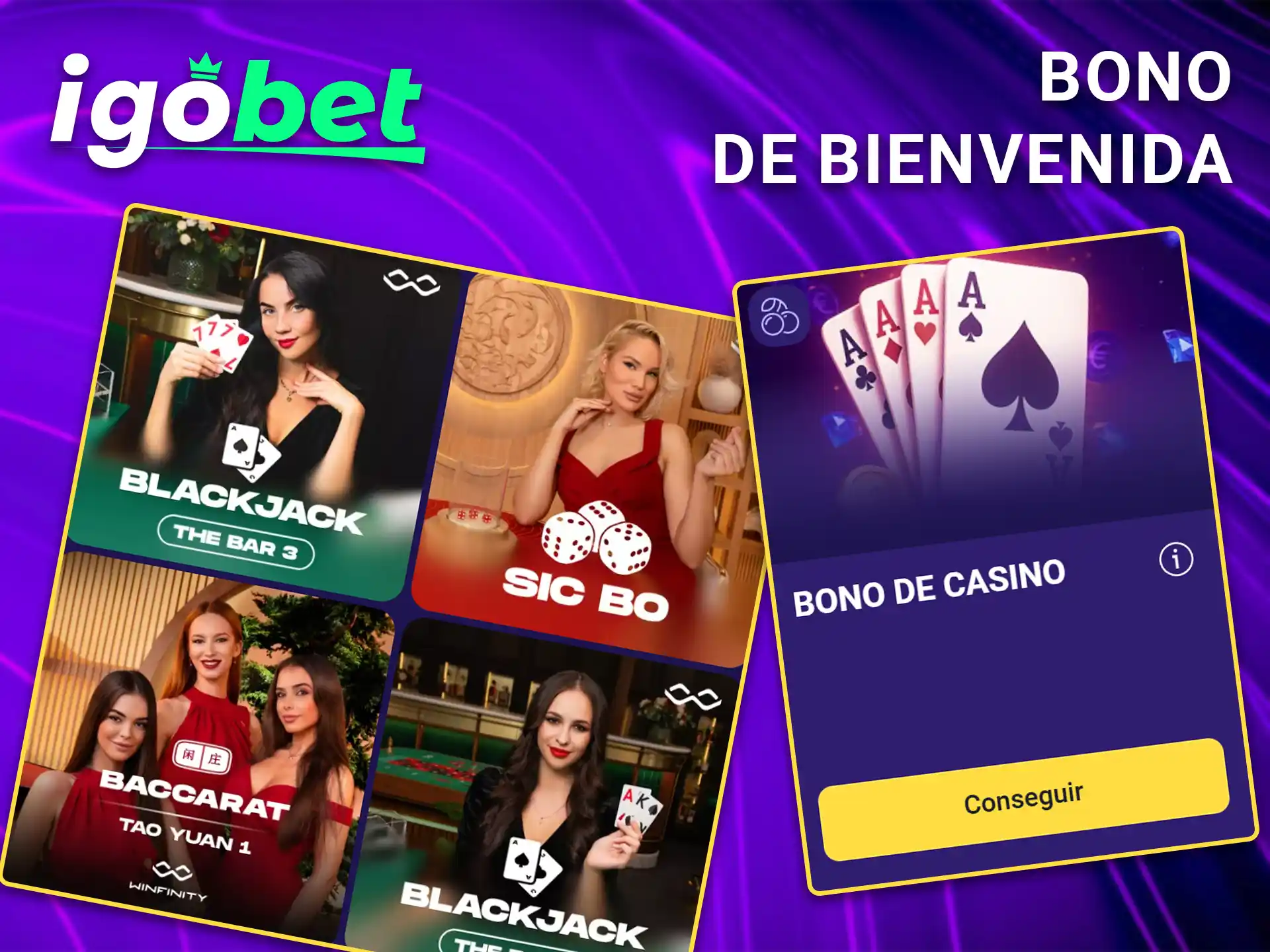 Activa el bono de bienvenida para el casino en vivo en IgoBet.