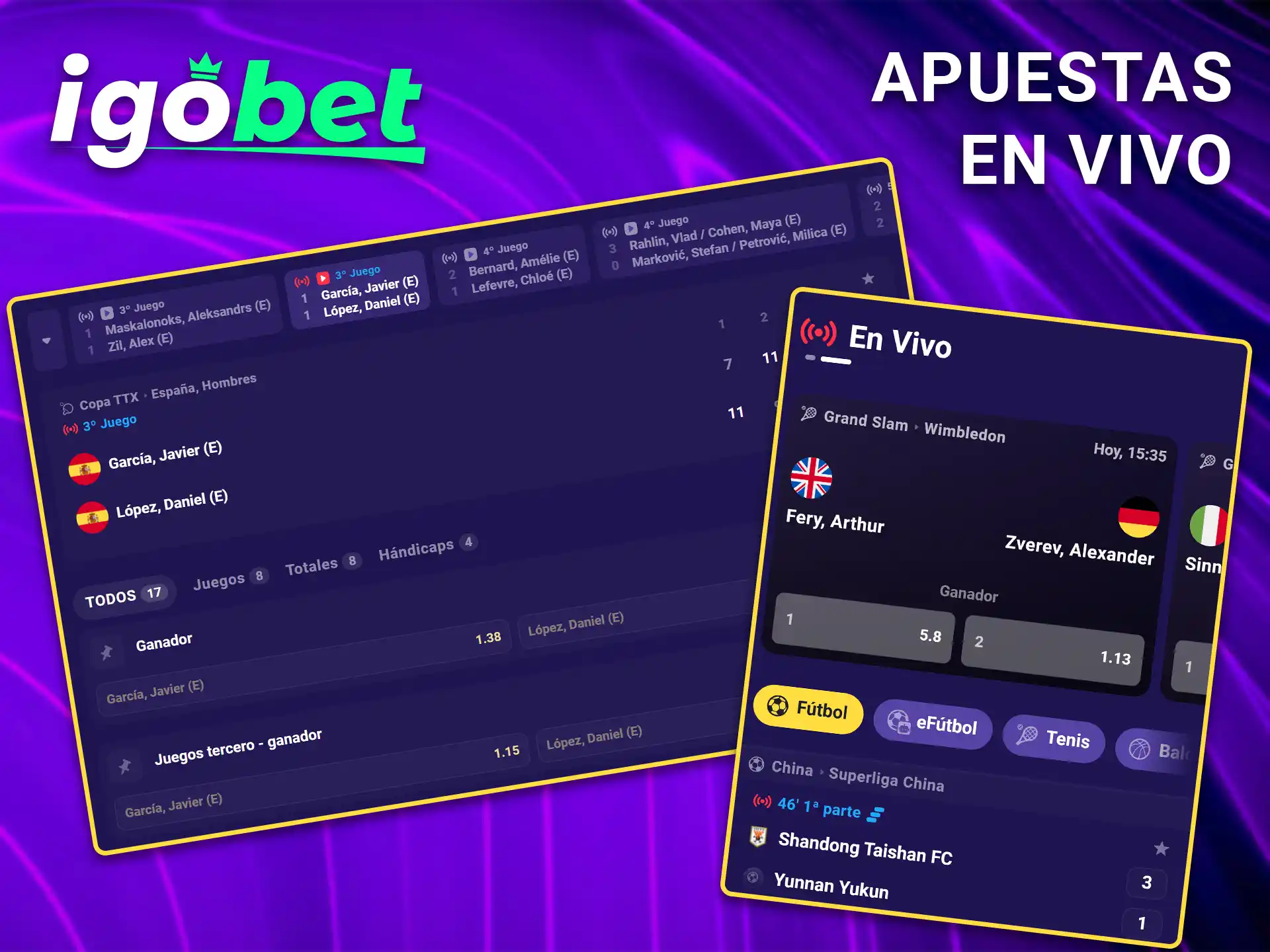 Juegue en tiempo real mientras ve los partidos en las apuestas en vivo en IgoBet.