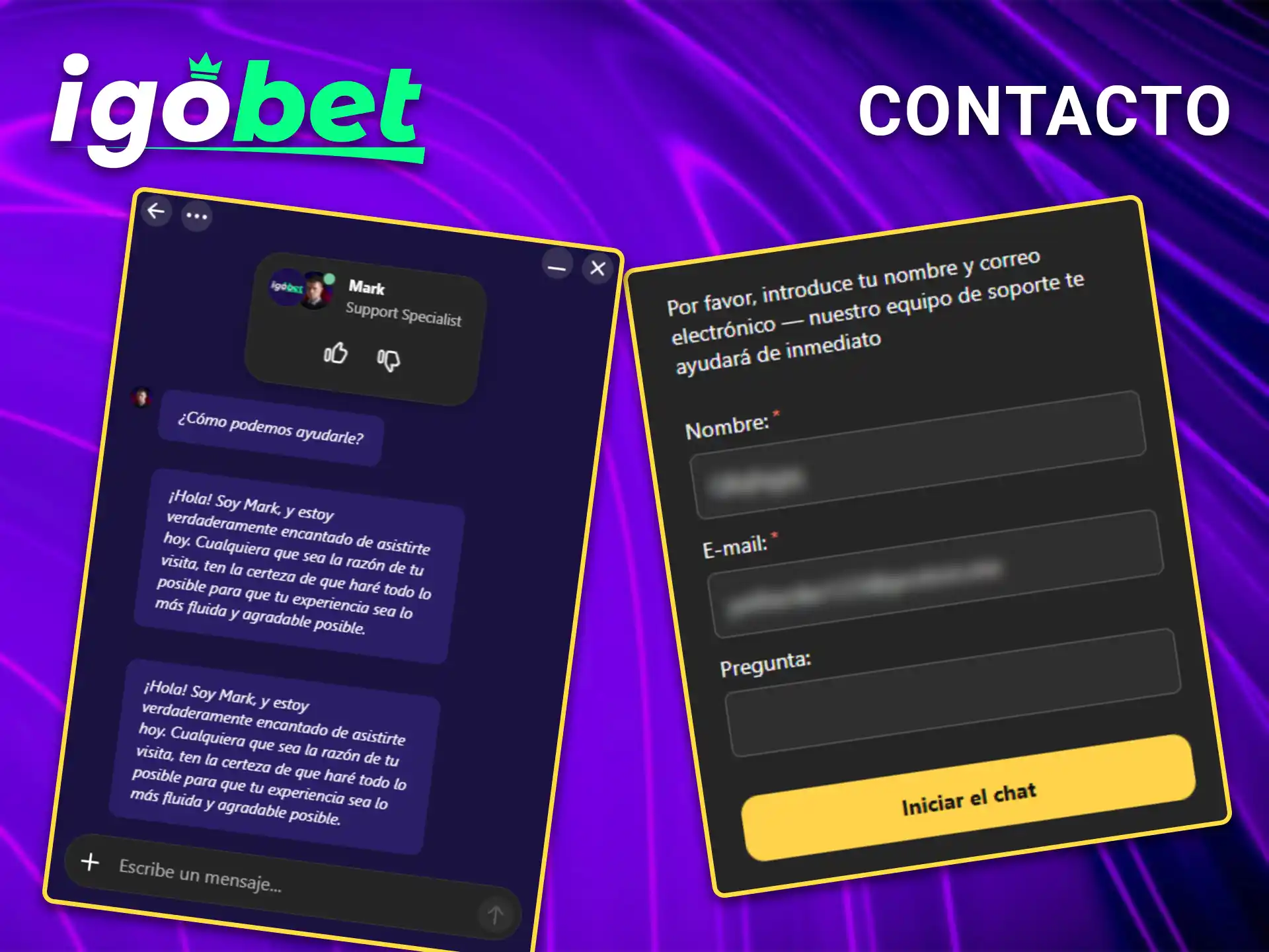 Resuelva sus dudas utilizando los canales de contacto y atención al cliente en IgoBet.