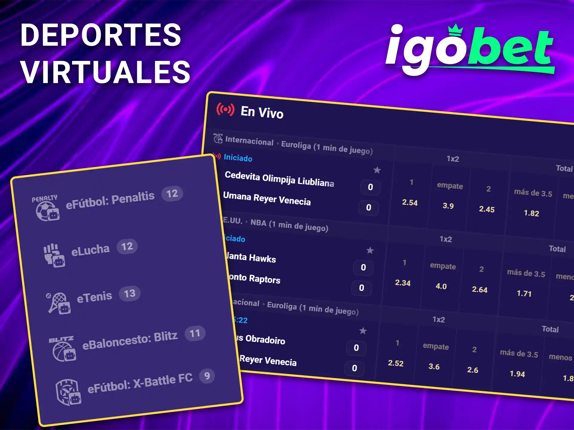Apuesta por los deportes virtuales en IgoBet.