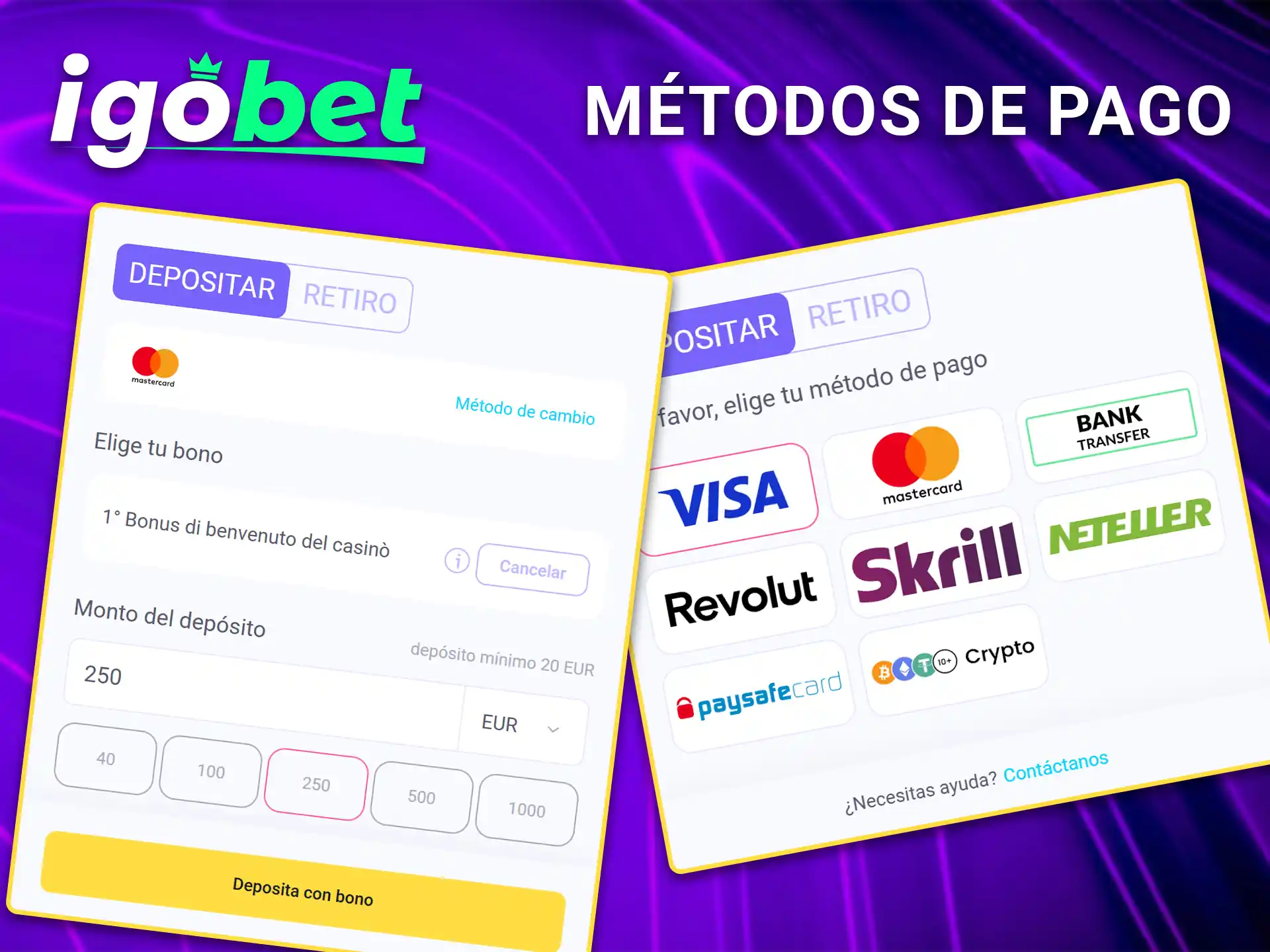 Elige un método de pago seguro en IgoBet.