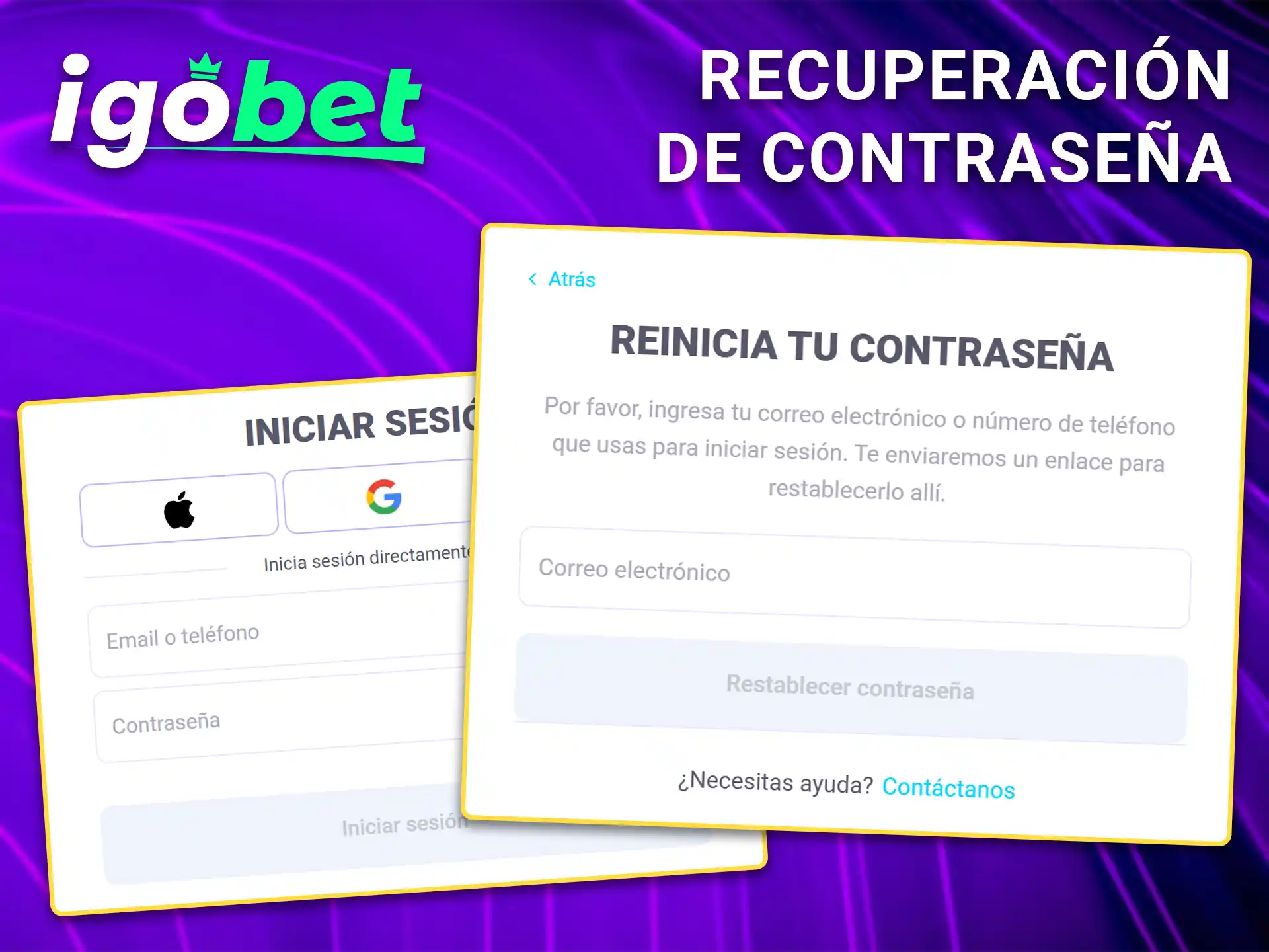 Recupera tus datos de acceso a IgoBet.