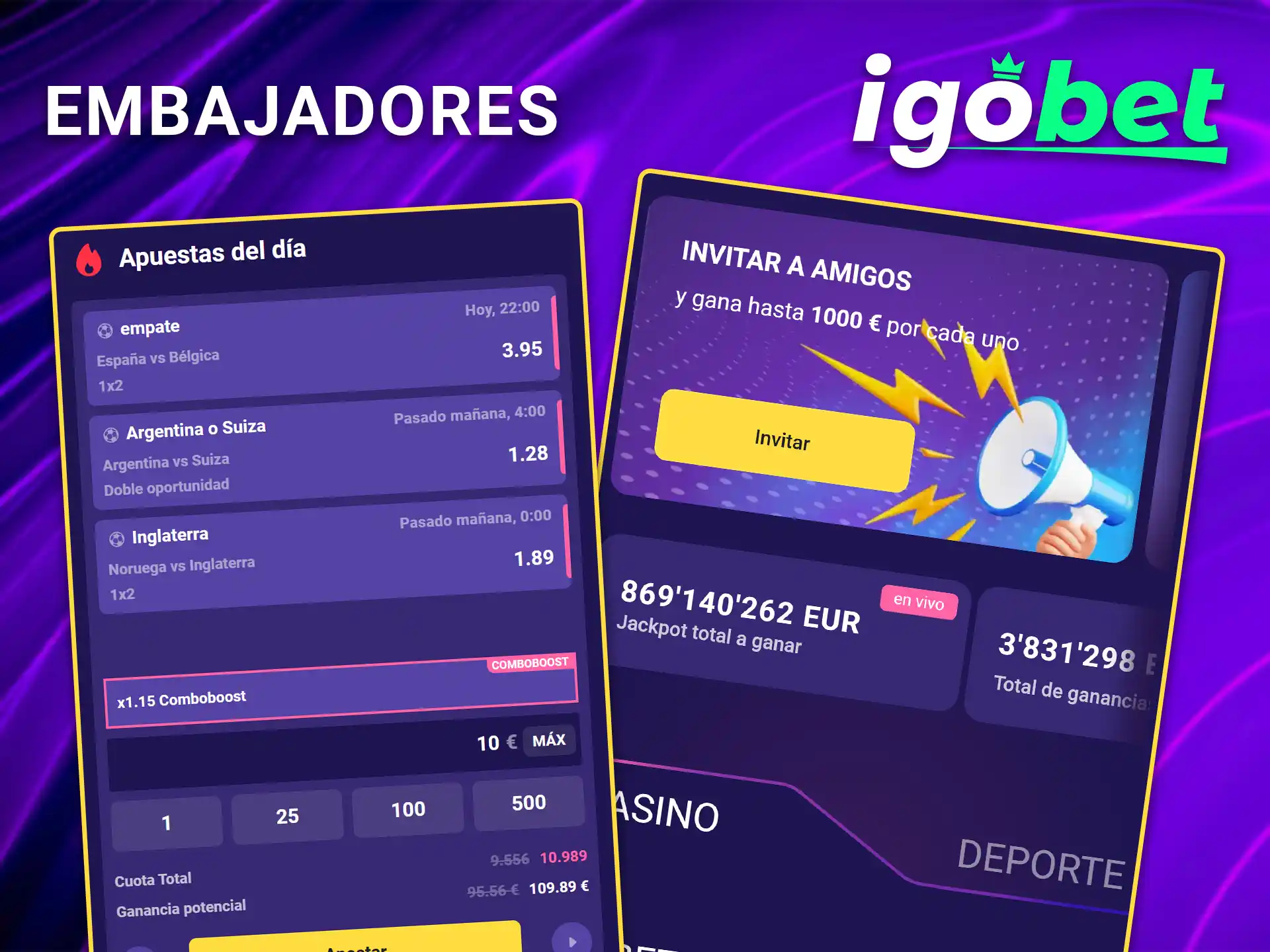 Conozca los patrocinios oficiales y los embajadores y socios de IgoBet.