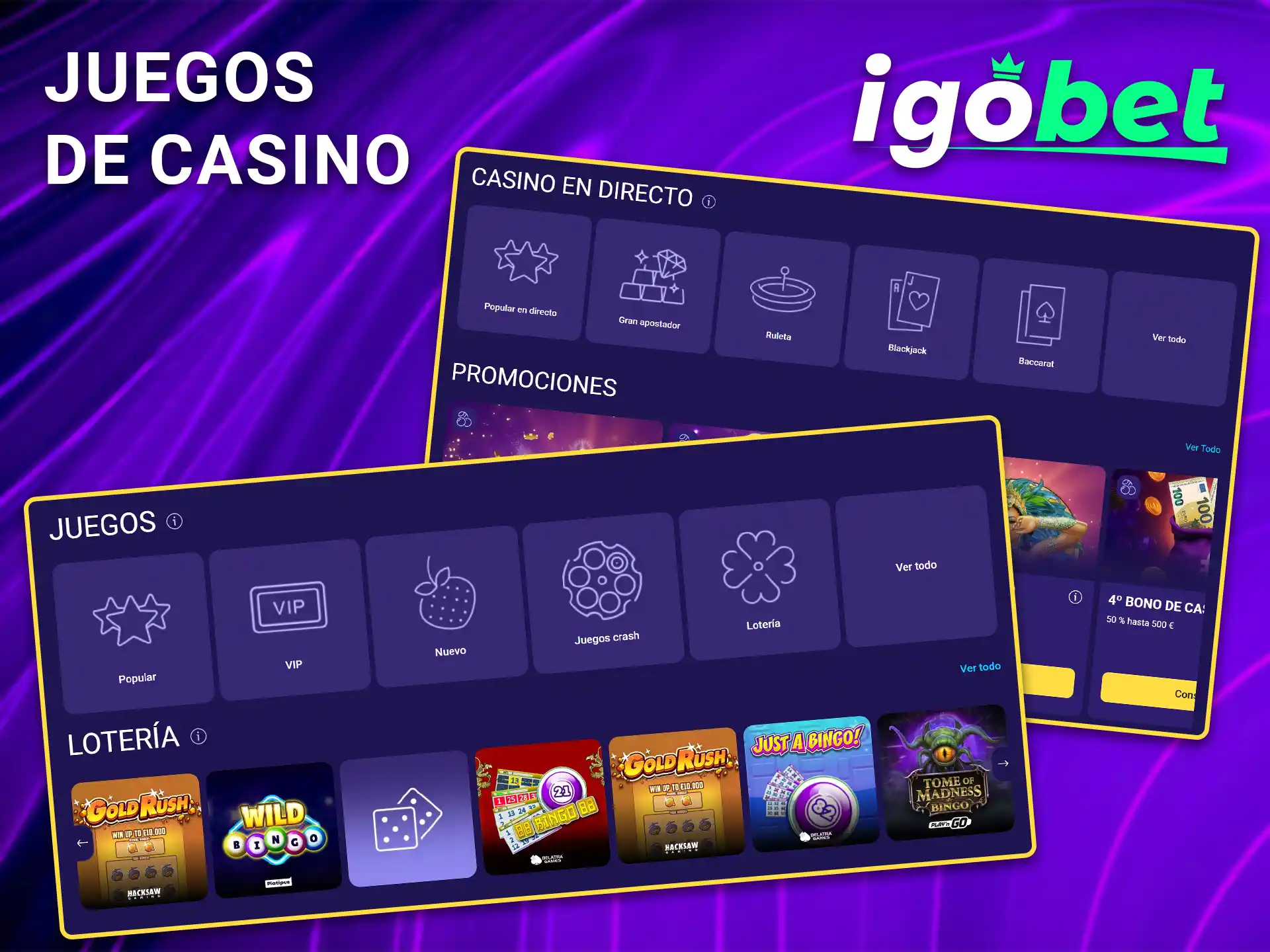 Diviértase con una amplia variedad de tragaperras y juegos de casino en IgoBet.